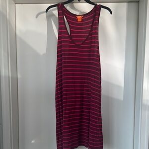 Fresh Pink and Burgundy Striped Tank Dress